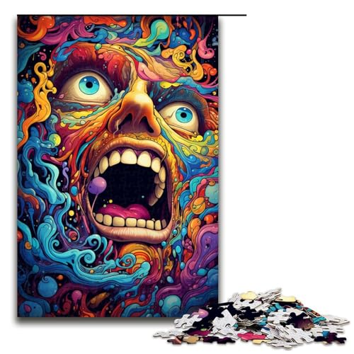 1000 teiliges Puzzle für Erwachsene buntes psychedelisches Monster Puzzle für Kinder Holzpuzzle Lernspiel für Erwachsene (Größe 75 x 50 cm) von linghhiming