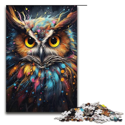 1000 teiliges Puzzle für Erwachsene buntes psychedelisches Puzzle der Nebeleule für Lernspiele Herausforderung Spielzeug Kunstwerk Geschenk 1000 Teile (38 x 26 cm) von linghhiming