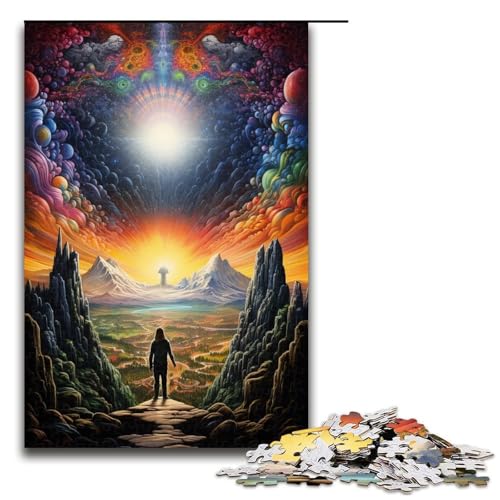 1000 teiliges Puzzle für Erwachsene die allein die Welt betrachten Holzpuzzle Lernspiel für Erwachsene Herausforderungsspielzeug 1000 Teile (75 x 50 cm) von linghhiming