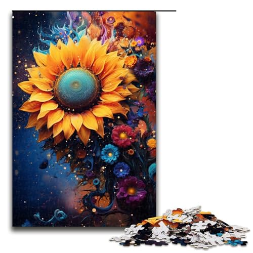 1000-teiliges Puzzle für Erwachsene farbenfrohe Bezaubernde Sonnenblumen Spielpuzzles ganze Familie 1000 Teile (75 x 50 cm) von linghhiming