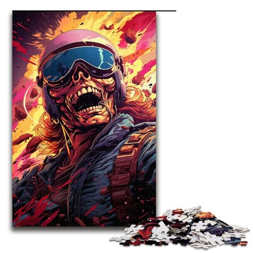 1000 teiliges Puzzle für Erwachsene farbenfrohe Psychedelia der Skelettkrieger Lernspiel Herausforderung Spielzeug Kunstwerk Geschenk (Größe 75 x 50 cm) von linghhiming
