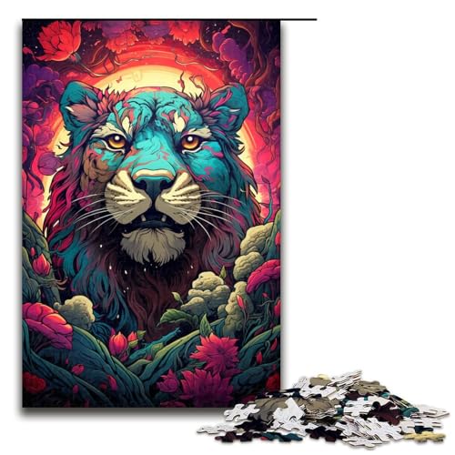 1000 teiliges Puzzle für Erwachsene farbenfrohe Psychedelia of Mythical Beasts Puzzle praktisches Spiel (Größe 75 x 50 cm) von linghhiming