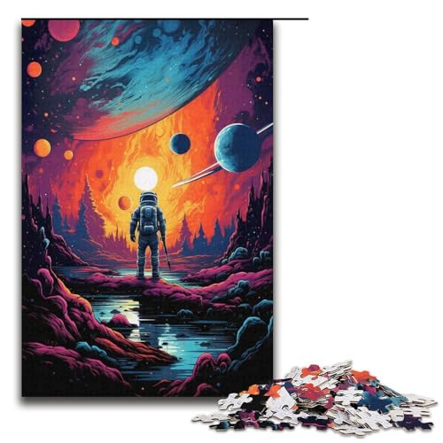 1000-teiliges Puzzle für Erwachsene farbenfrohe Zeichnung eines Astronauten-Puzzles für Kinder Papierpuzzle Lernspiel für Erwachsene 1000 Teile (38 x 26 cm) von linghhiming