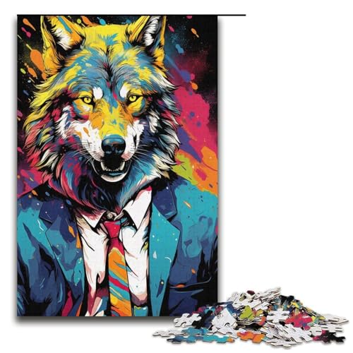 1000-teiliges Puzzle für Erwachsene farbenfrohes Doodle-Wolf-Spiel ganze Familie 1000 Teile (38 x 26 cm) von linghhiming