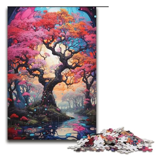 1000-teiliges Puzzle für Erwachsene farbenfrohes Kirschblütenbaum-Spiel ganze Familie 1000 Teile (38 x 26 cm) von linghhiming