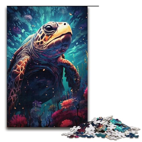 1000-teiliges Puzzle für Erwachsene farbenfrohes Schildkröten-Puzzle für Lernspiele Herausforderung Spielzeug Kunstwerk Geschenk 1000 Teile (38 x 26 cm) von linghhiming