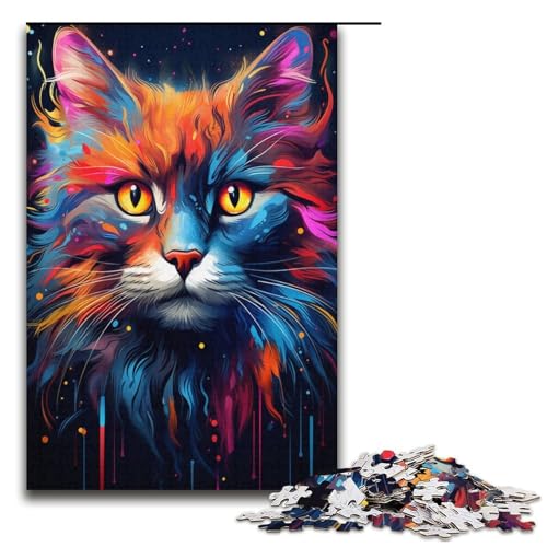 1000-teiliges Puzzle für Erwachsene farbenfrohes exotisches Katzen-Puzzlespiel perfekte Dekoration für Teenager ab 14 Jahren 1000 Teile (38 x 26 cm) von linghhiming