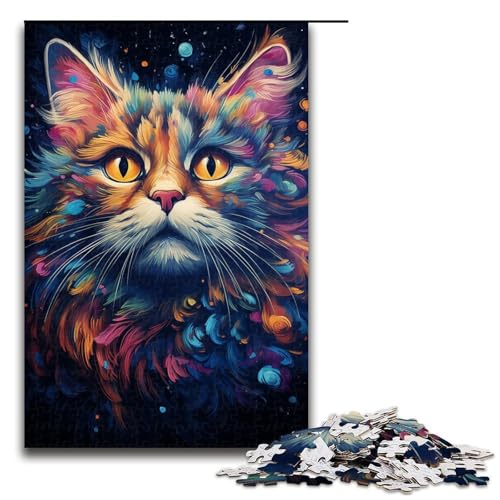 1000-teiliges Puzzle für Erwachsene farbenfrohes exotisches Katzen-Zeichnungspuzzle praktisches Spiel 1000 Teile (75 x 50 cm) von linghhiming