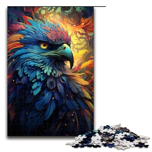 1000 teiliges Puzzle für Erwachsene farbenfrohes psychedelisches Elementarvogel Holzpuzzle Lernspiel für Erwachsene herausforderndes Spielzeug (Größe 75 x 50 cm) von linghhiming