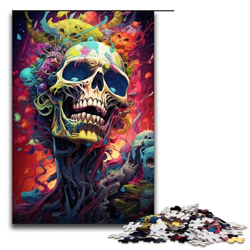 1000 teiliges Puzzle für Erwachsene farbenfrohes psychedelisches Gangster Zombie Puzzle für Lernspiele Herausforderung Spielzeug Kunstwerk Geschenk (Größe 75 x 50 cm) von linghhiming
