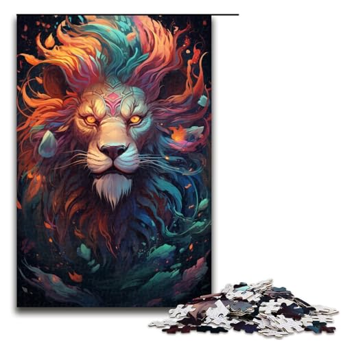 1000 teiliges Puzzle für Erwachsene farbenfrohes psychedelisches Seelenlöwen Drachen Puzzle für Lernspiele Herausforderungsspielzeug Kunstwerk Geschenk (Größe 75 x 50 cm) von linghhiming
