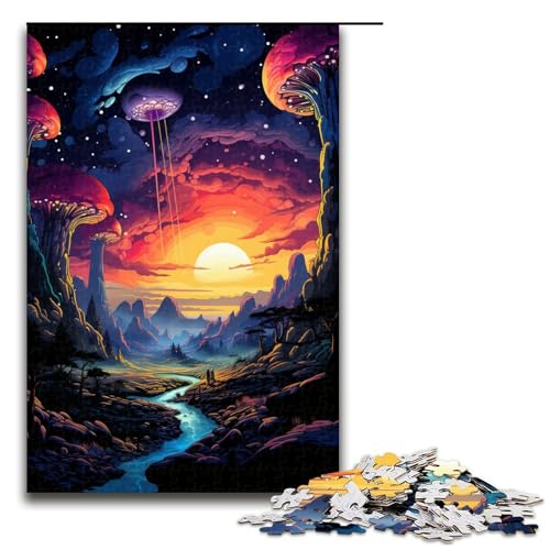 1000 teiliges Puzzle für Erwachsene farbenfrohes psychedelisches Traumland Holzpuzzle Lernspiel für Erwachsene herausforderndes Spielzeug (Größe 75 x 50 cm) von linghhiming