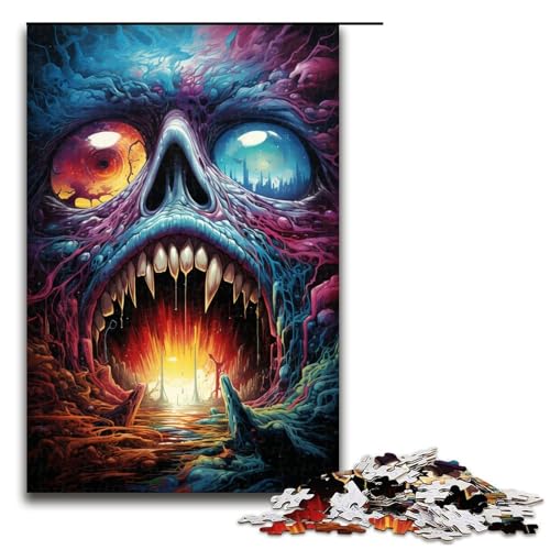1000 teiliges Puzzle für Erwachsene farbenfrohes psychedelisches kosmisches Monster Puzzle für Kinder Holzpuzzle Lernspiel für Erwachsene (Größe 75 x 50 cm) von linghhiming