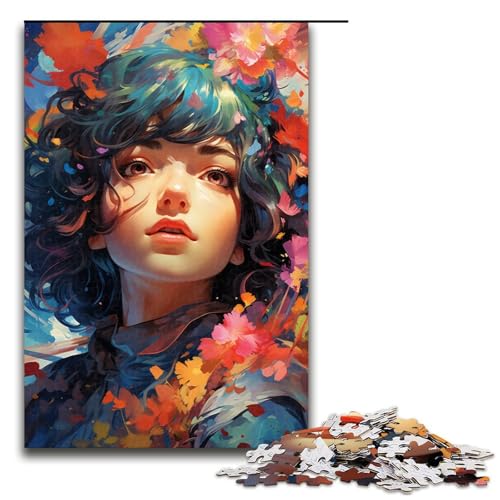 1000 teiliges Puzzle für Erwachsene farbenfrohes schönes Mädchen Puzzle für Lernspiele Herausforderung Spielzeug Kunstwerk Geschenk 75 x 50 cm von linghhiming