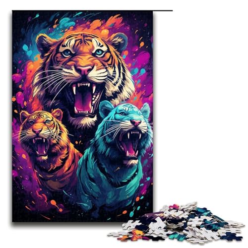 1000-teiliges Puzzle für Erwachsene farbenfrohes süßes Tiger-Puzzle für Lernspiele Herausforderung Spielzeug Kunstwerk Geschenk 1000 PCS (75 x 50 cm) von linghhiming