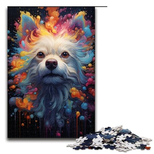 1000-teiliges Puzzle für Erwachsene farbenfrohes süßes Welpen-Holzpuzzle Lernspiel für Erwachsene Herausforderungsspielzeug 1000 Teile (75 x 50 cm) von linghhiming