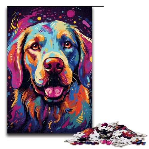 1000 teiliges Puzzle für Erwachsene farbiges Labrador Retriever Holzpuzzle Lernspiel für Erwachsene Herausforderungsspielzeug 1000 Teile (75 x 50 cm) von linghhiming