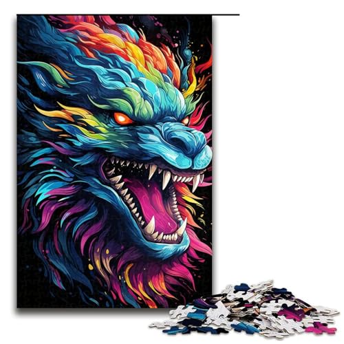 1000 teiliges Puzzle für Erwachsene geheimnisvolles Gemälde Drachen Puzzle für Erwachsene Holzpuzzle anspruchsvolles Spiel 1000 Teile (75 x 50 cm) von linghhiming