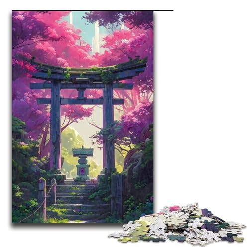 1000 teiliges Puzzle für Erwachsene im japanischen Stil Lernspiel Herausforderung Spielzeug Kunstwerk Geschenk (75 x 50 cm) von linghhiming