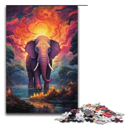 1000 teiliges Puzzle für Erwachsene indischer Elefant Papierpuzzle Lernspiel für Erwachsene Herausforderungsspielzeug 1000 Teile (38 x 26 cm) von linghhiming