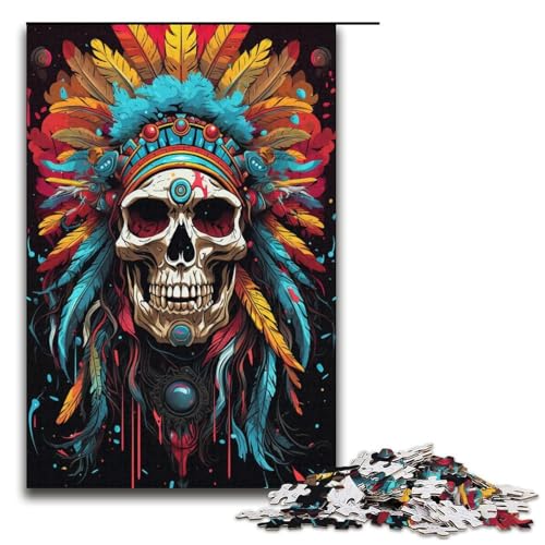 1000 teiliges Puzzle für Erwachsene indischer Totenkopf Papierpuzzle für Erwachsene und Kinder Stressabbau Tool 1000 Teile (38 x 26 cm) von linghhiming