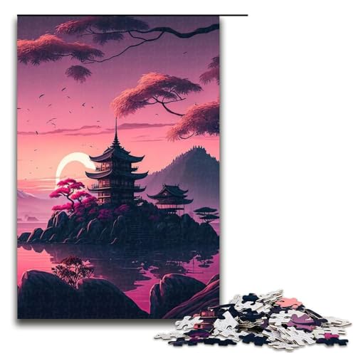 1000 teiliges Puzzle für Erwachsene japanischer Tempel Puzzle für Lernspiele Herausforderung Spielzeug Kunstwerk Geschenk 75 x 50 cm von linghhiming