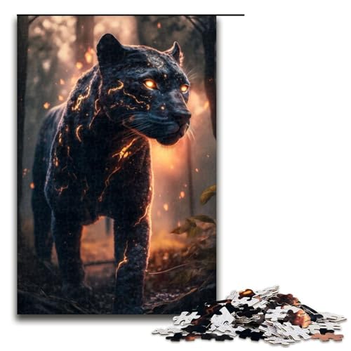 1000 teiliges Puzzle für Erwachsene leuchtender Donnerpanther Holzpuzzle Lernspiel für Erwachsene Herausforderungsspielzeug 75 x 50 cm von linghhiming