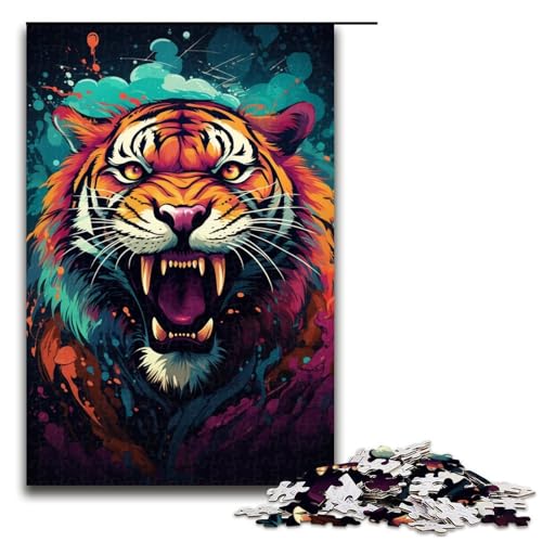 1000 teiliges Puzzle für Erwachsene majestätisches Gemälde Tiger Puzzle für Erwachsene Holzpuzzle anspruchsvolles Spiel 1000 Teile (75 x 50 cm) von linghhiming