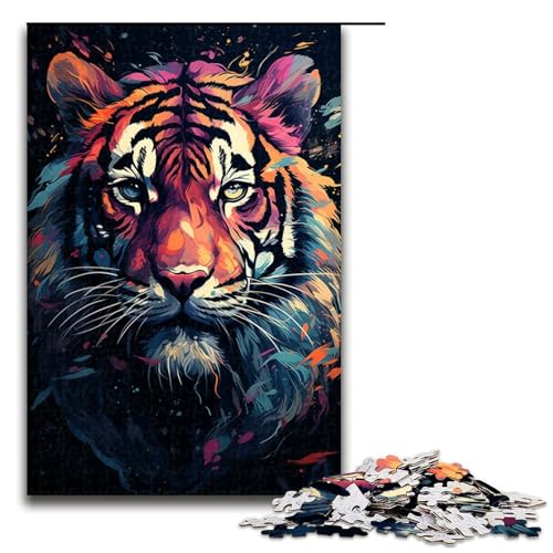 1000 teiliges Puzzle für Erwachsene majestätisches Gemälde Tiger Puzzle praktisches Spiel 1000 Teile (75 x 50 cm) von linghhiming
