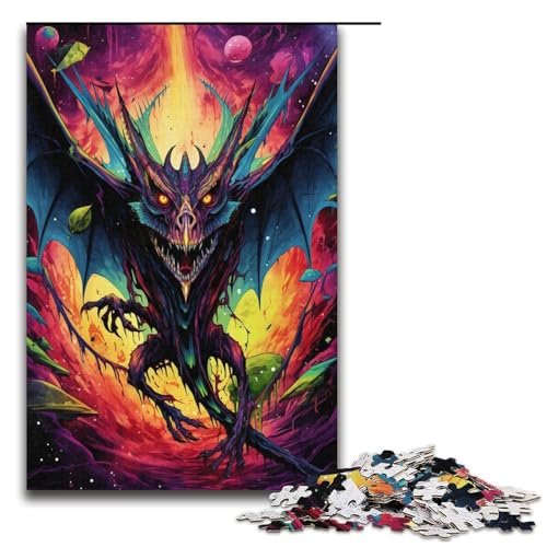 1000 teiliges Puzzle für Erwachsene psychedelisch gefärbter Flugsaurier Lernspiel Herausforderung Spielzeug Kunstwerk Geschenk 1000 Teile (38 x 26 cm) von linghhiming