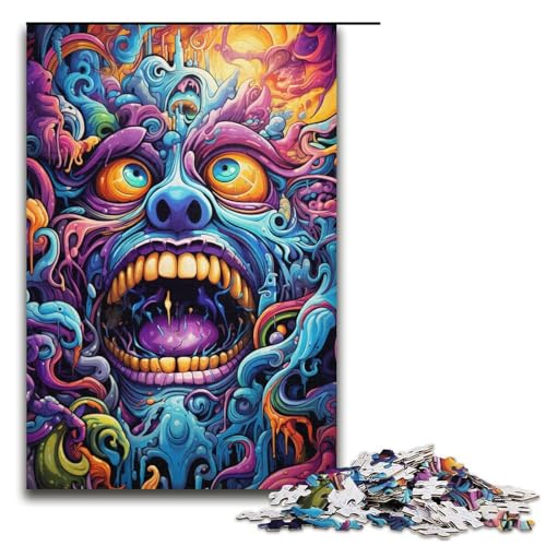 1000 teiliges Puzzle für Erwachsene psychedelisches Farbmonster Puzzle für Lernspiele Herausforderung Spielzeug Kunstwerk Geschenk 1000 Teile (38 x 26 cm) von linghhiming