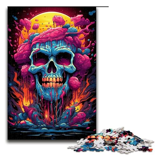 1000 teiliges Puzzle für Erwachsene psychedelisches Gemälde buntes Totenkopf Puzzle für Lernspiele Herausforderung Spielzeug Kunstwerk Geschenk 75 x 50 cm von linghhiming