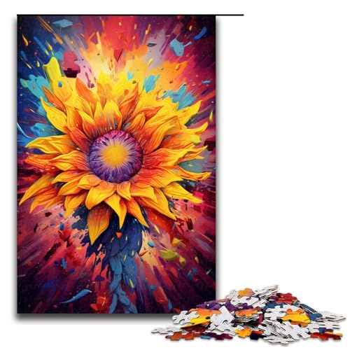 1000 teiliges Puzzle für Erwachsene psychedelisches buntes Sonnenblumen Puzzle praktisches Spiel 1000 Teile (75 x 50 cm) von linghhiming