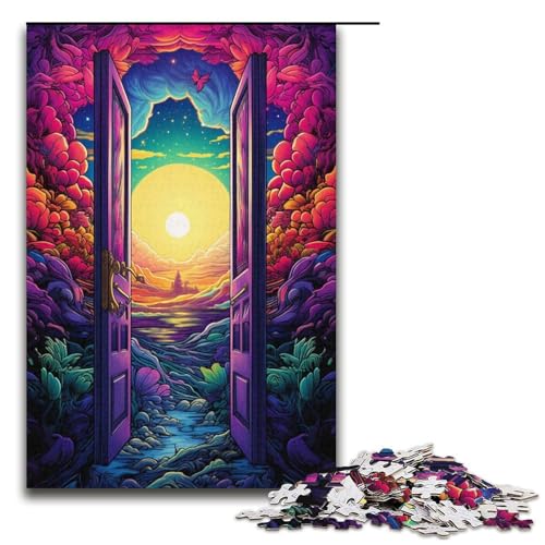 1000 teiliges Puzzle für Erwachsene psychedelisches farbenfrohes Baumtür Puzzle praktisches Spiel 1000 Teile (38 x 26 cm) von linghhiming