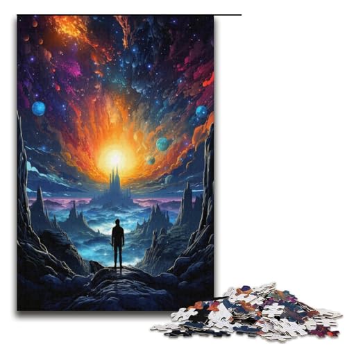 1000 teiliges Puzzle für Erwachsene psychedelisches farbenfrohes Gemälde Landschaftspuzzle für Lernspiele Herausforderung Spielzeug Kunstwerk Geschenk 1000 Teile (38 x 26 cm) von linghhiming