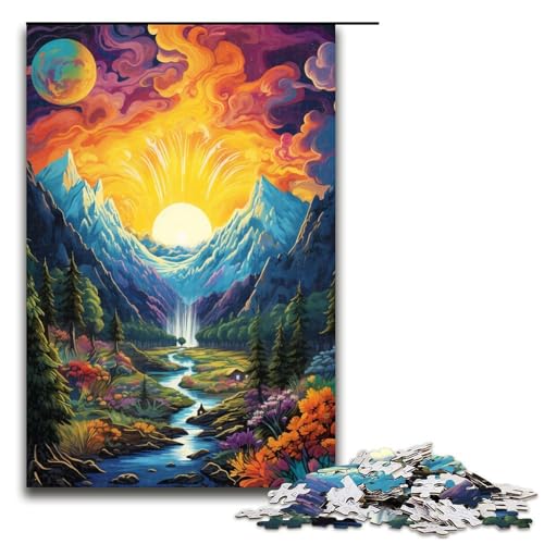 1000 teiliges Puzzle für Erwachsene psychedelisches farbenfrohes Landschaftspuzzle für Lernspiele Herausforderung Spielzeug Kunstwerk Geschenk 1000 PCS (75 x 50 cm) von linghhiming