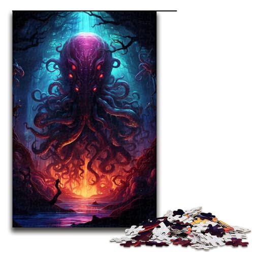 1000 teiliges Puzzle für Erwachsene psychedelisches farbenfrohes Oktopus Kunst Puzzle für Lernspiele Herausforderung Spielzeug Kunstwerk Geschenk 1000 PCS (75 x 50 cm) von linghhiming