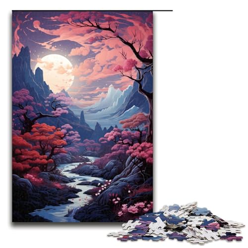 1000 teiliges Puzzle für Erwachsene rosa Wald Holzpuzzle Lernspiel für Erwachsene Herausforderungsspielzeug 1000 Teile (75 x 50 cm) von linghhiming
