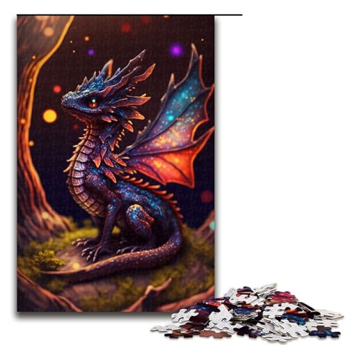 1000 teiliges Puzzle für Erwachsene schwarzes Feuerdrachenjunges Lernspiel Herausforderung Spielzeug Kunstwerk Geschenk (75 x 50 cm) von linghhiming
