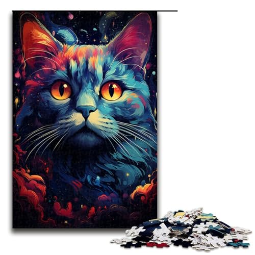 1000 teiliges Puzzle für Erwachsene seltsames psychedelisches kleines schwarzes Katzen Puzzlespiel perfekte Dekoration für Teenager ab 14 Jahren 75 x 50 cm von linghhiming