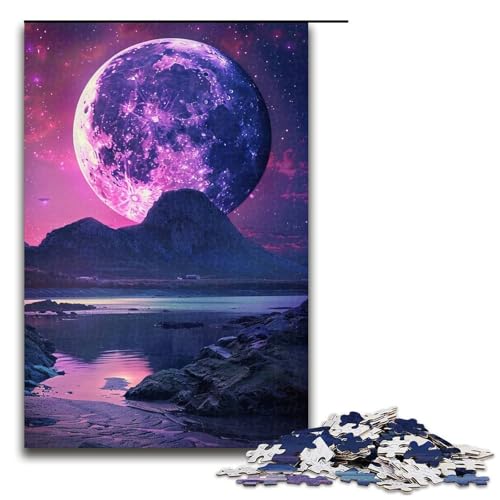 1000-teiliges Puzzle für Erwachsene unglaublich schönes Neonmond-Puzzle für Kinder Holzpuzzle Lernspiel für Erwachsene 1000 Teile (75 x 50 cm) von linghhiming