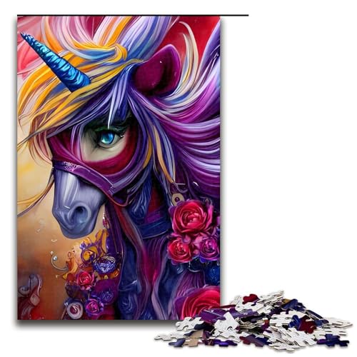1000 teiliges Puzzle für Erwachsene wunderbares Einhorn Puzzle praktisches Spiel (75 x 50 cm) von linghhiming