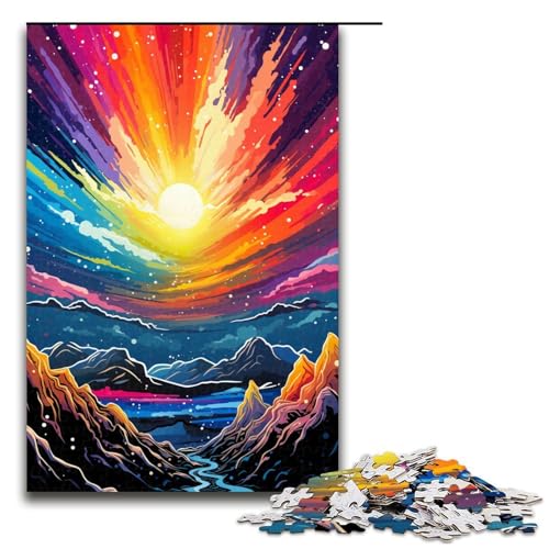 1000 teiliges Puzzle für Erwachsene. Die farbenfrohe Psychedelia des Berges Elbrus. Puzzle für Erwachsene. Holzpuzzle. Anspruchsvolles Spiel. 75 x 50 cm von linghhiming