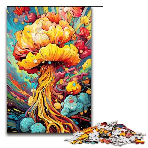 1000 teiliges Puzzle gelb bunt psychedelisches Rassel Puzzle für Erwachsene Holzpuzzle anspruchsvolles Spiel 75 x 50 cm von linghhiming