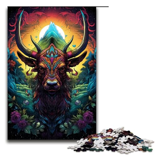 1000 teiliges Puzzle im Hirschkopf Stil für Erwachsene Holzpuzzle anspruchsvolles Spiel 75 x 50 cm von linghhiming