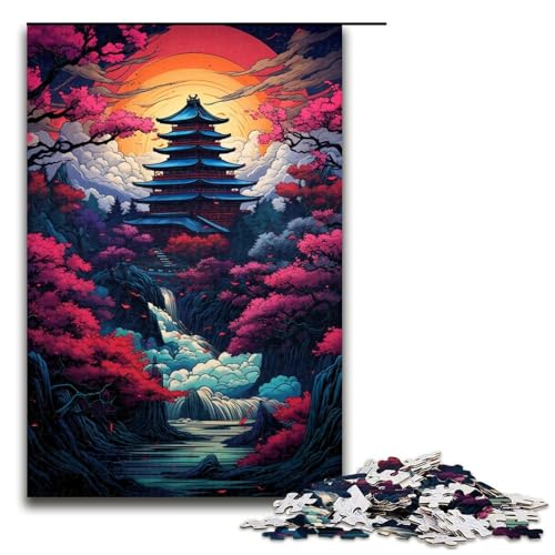 1000 teiliges Puzzle im japanischen Stil Kunst und Landschaftspuzzle für Erwachsene Holzpuzzle anspruchsvolles Spiel 1000 Teile (75 x 50 cm) von linghhiming