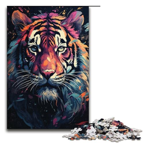 1000 teiliges Puzzle majestätisches Tiger Gemälde für Erwachsene Papierpuzzle anspruchsvolles Spiel 1000 Teile (38 x 26 cm) von linghhiming