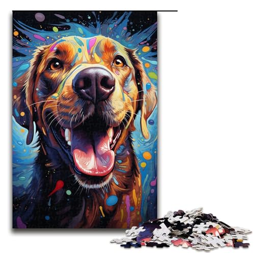 1000 teiliges Puzzle mit Aquarellmalerei und Hund für Kinder Holzpuzzle Heimkunstdekor 75 x 50 cm von linghhiming