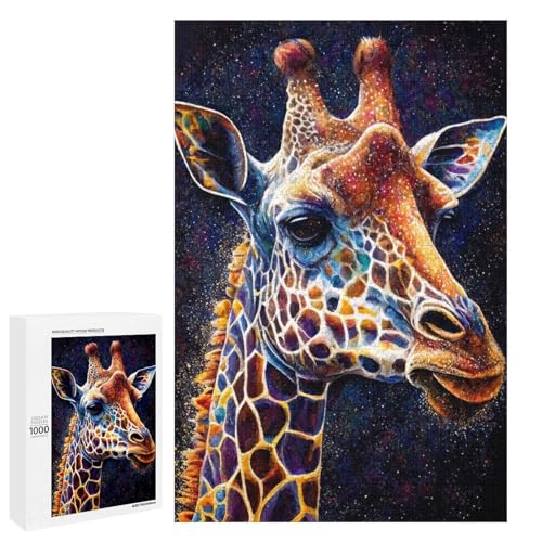 1000 teiliges Puzzle Giraffen Tuschemalerei Puzzle für Erwachsene und Kinder Holzpuzzle pädagogisches Spielzeug zum Stressabbau (75 x 50 cm) von linghhiming