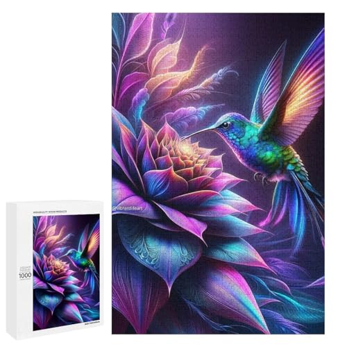 1000 teiliges Puzzle mit Kolibri Motiv für Erwachsene und Kinder Holzpuzzle pädagogisches Spielzeug zum Stressabbau (75 x 50 cm) von linghhiming